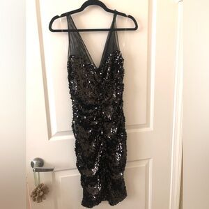 Black sequined sleevless dress size 4